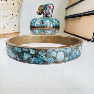 Blue and Gold Mosaic Bangle